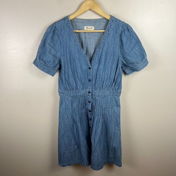 Madewell Blue Denim Mini Dress - Picture 1 of 8